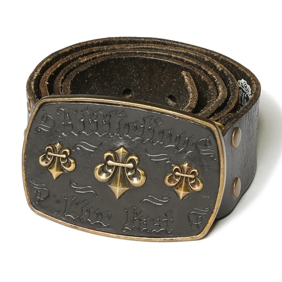 Affliction Brass Carved Leather Belt Length 46 Inches